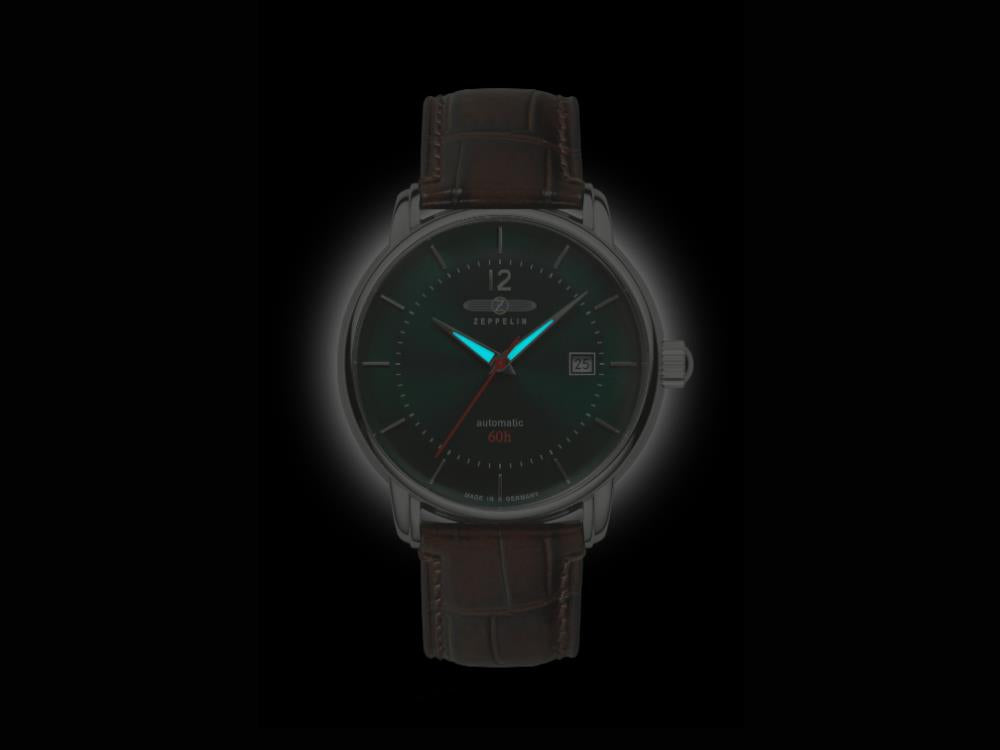 Zeppelin LZ 120 Bodensee Automatic Watch, Green, 40cm, Leather strap, 8160-4
