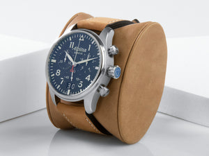Alpina Startimer Pilot Chronograph Big Date Quartz watch, AL-372, Blue, Leather