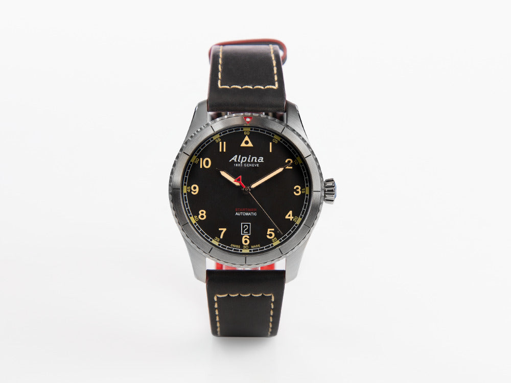Alpina Startimer Pilot Automatic Watch,41 mm, Black, Day, AL-525BBG4S26