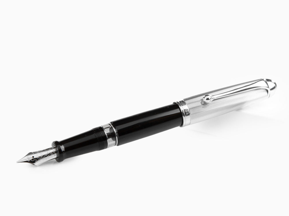 Aurora 88 Big Fountain Pen, Black Resin, Chrome trim, 806