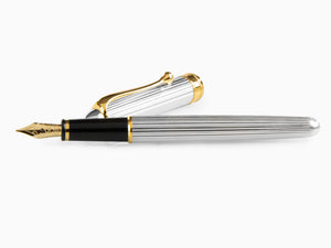 Aurora 88 Small Fountain Pen, Silver .925, Gold trim, 816