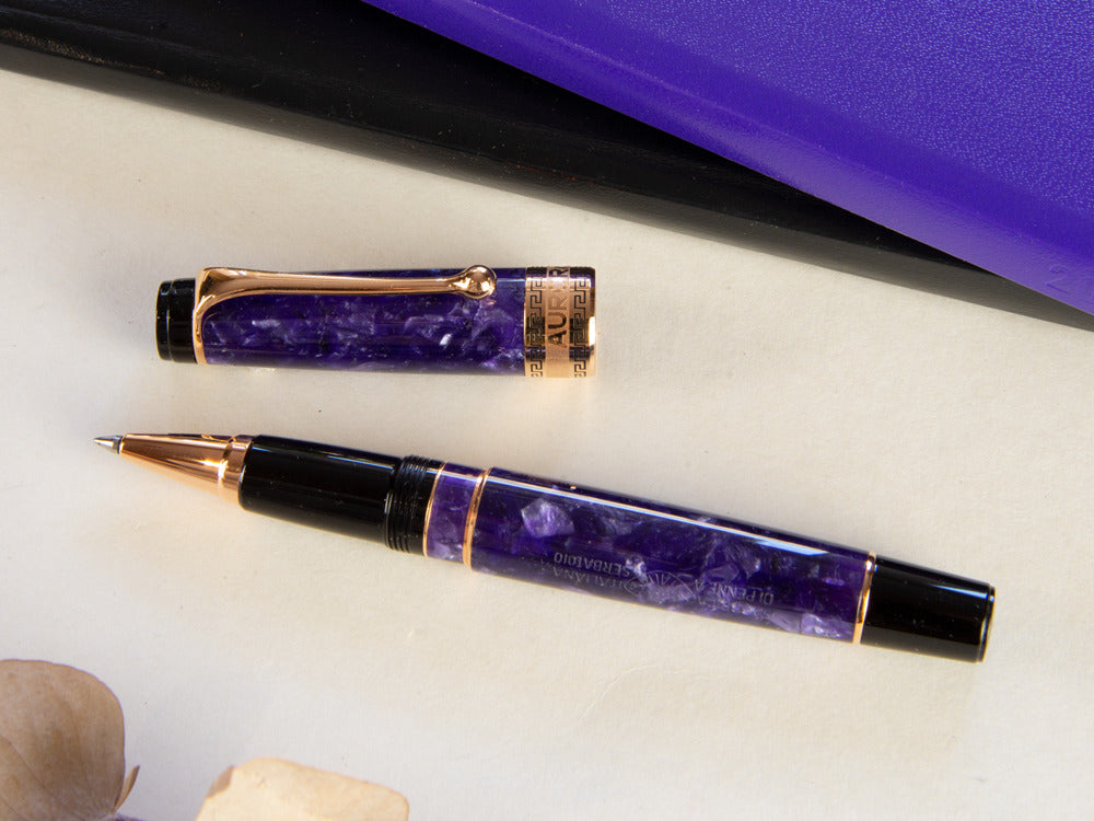 Aurora Optima Rollerball pen, Auroloide, Violet, Rose Gold PVD 975-VI