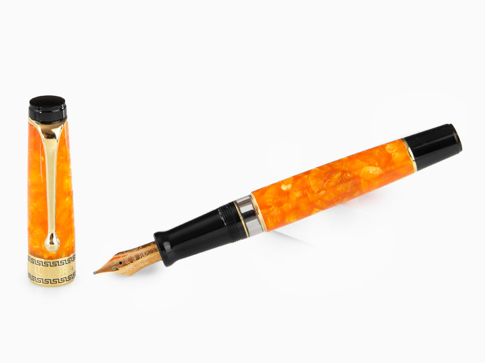 Aurora Optima Arancio Fountain Pen, Auroloide, Gold plated, 996-OR