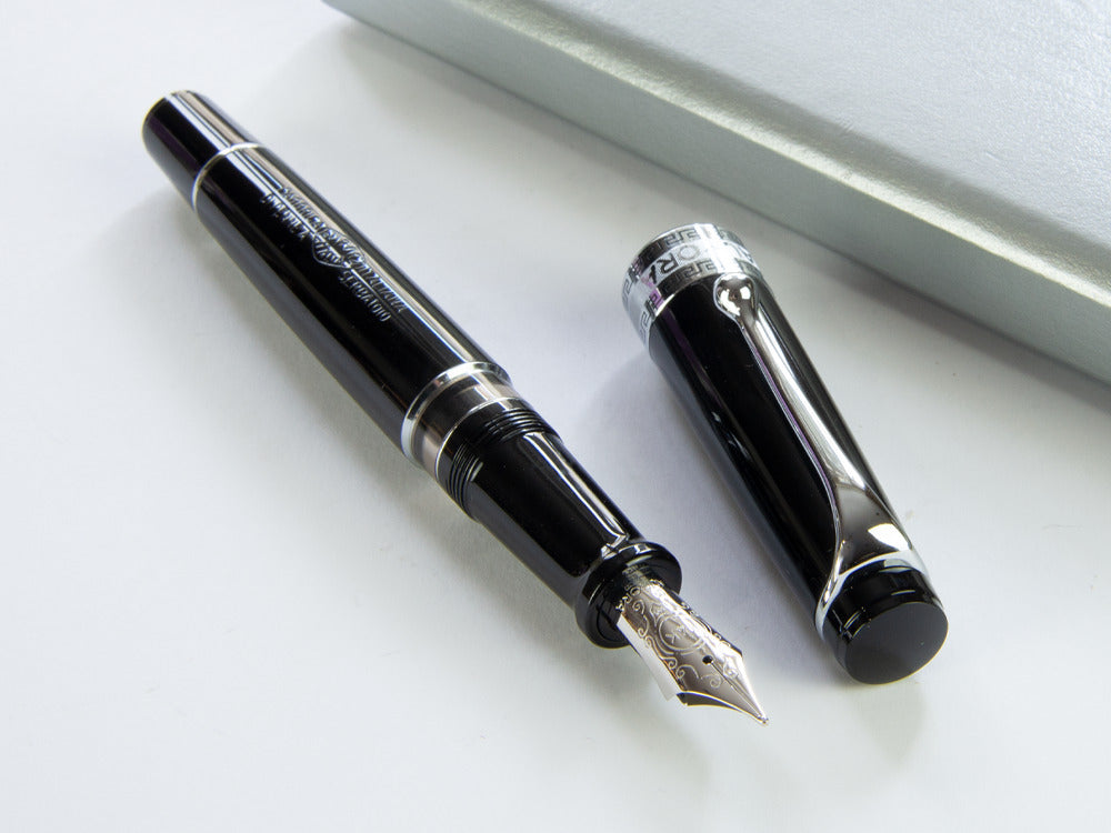 Aurora Optima Fountain Pen, Resin, Black, Chrome Trim, 997CN