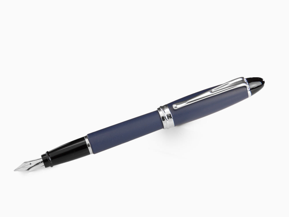 Aurora Fountain Pen Ipsilon Satin  - Blue Resin and Chrome - B10B