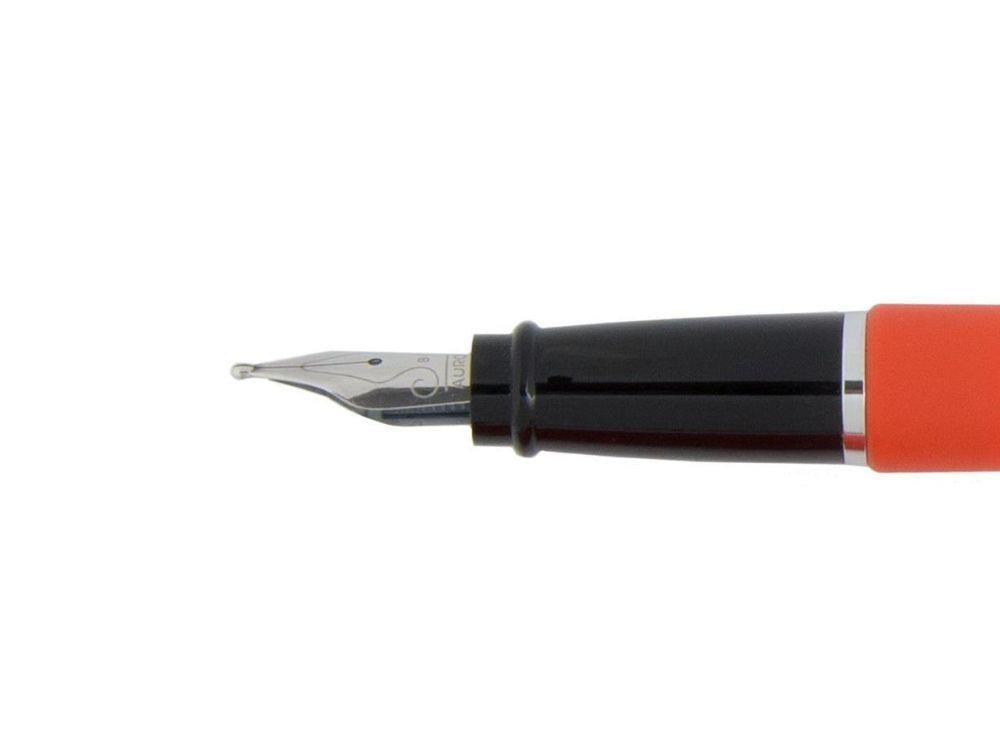 Aurora Fountain Pen Ipsilon Satin  - Orange Resin and Chrome - B10O