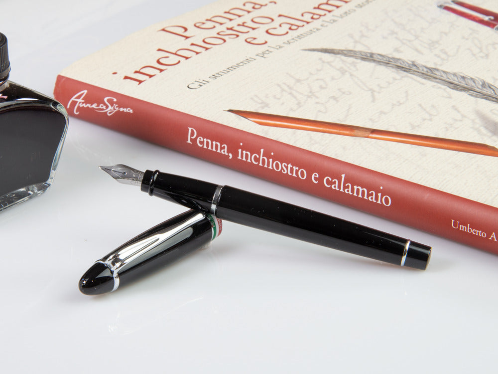 Aurora Ipsilon Italia Fountain Pen, Resin, Black, Silver, B17-N