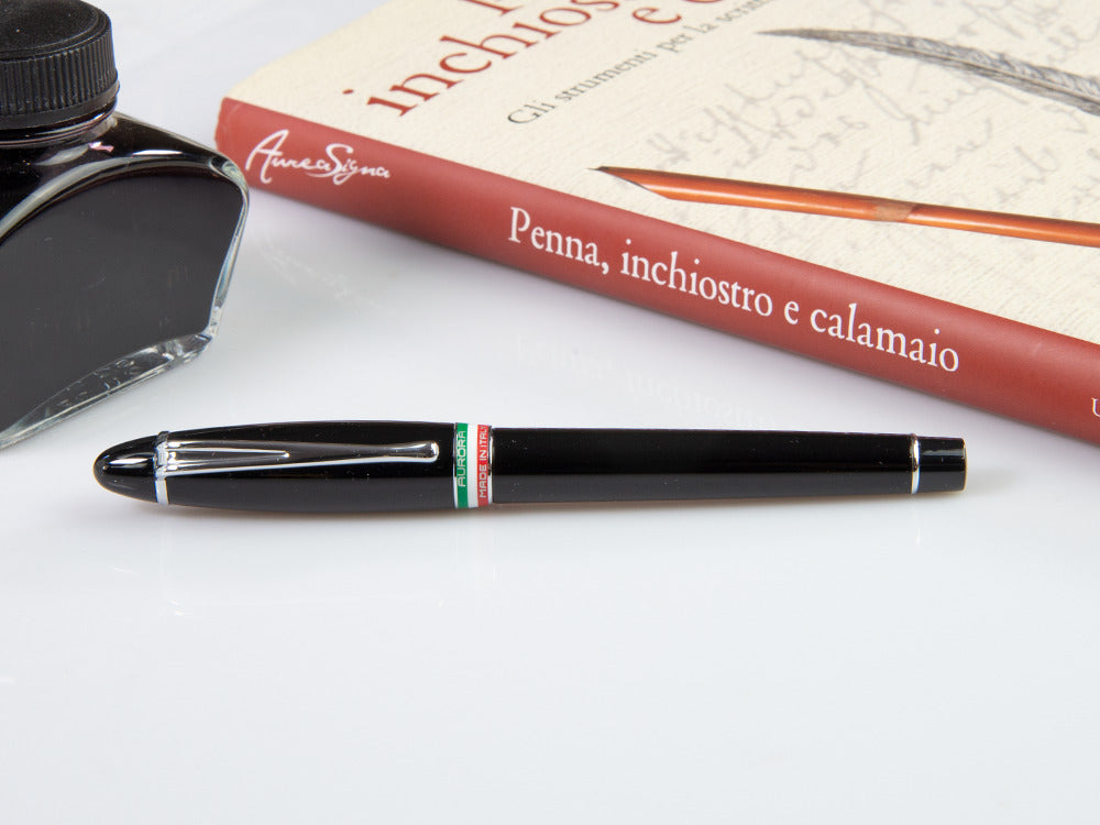 Aurora Ipsilon Italia Fountain Pen, Resin, Black, Silver, B17-N