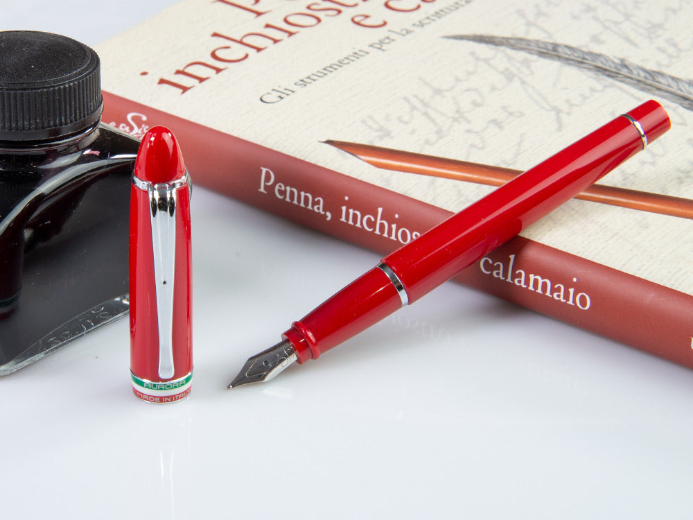 Aurora Ipsilon Italia Fountain Pen, Resin, Red, Chrome Trim, B17-R