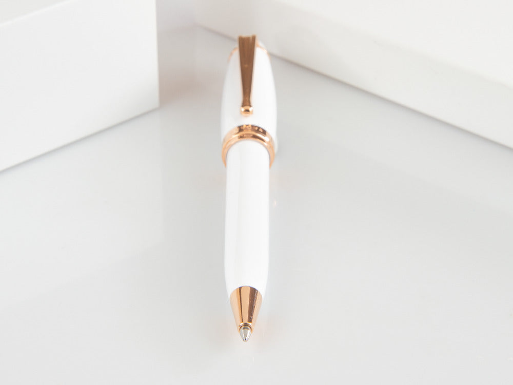 Aurora Ipsilon Winter Ballpoint pen, Resin, Rose Gold PVD, White, B31-PW