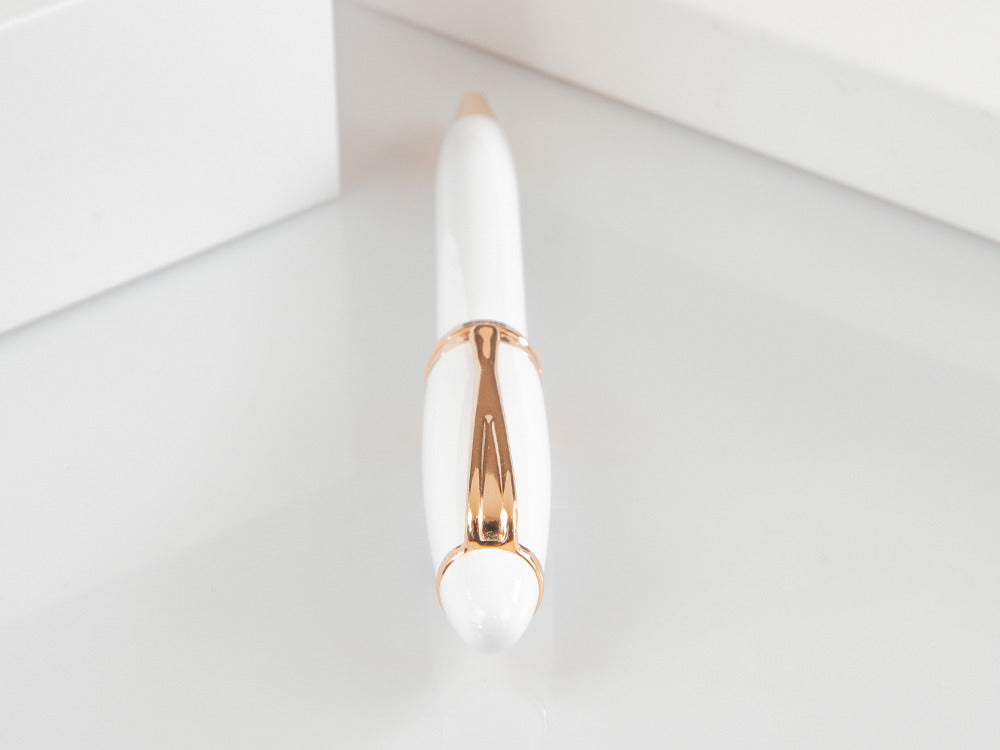 Aurora Ipsilon Winter Ballpoint pen, Resin, Rose Gold PVD, White, B31-PW