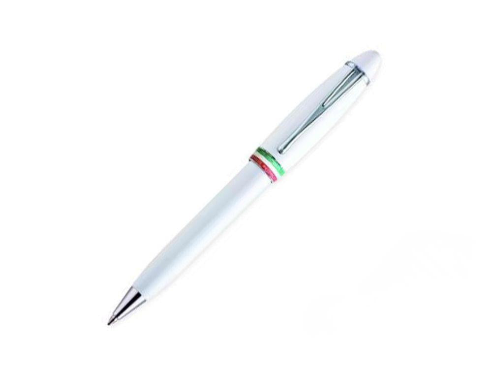 Aurora Ipsilon Italia Ballpoint Pen, Resin, Chrome Trim, White, B37-W