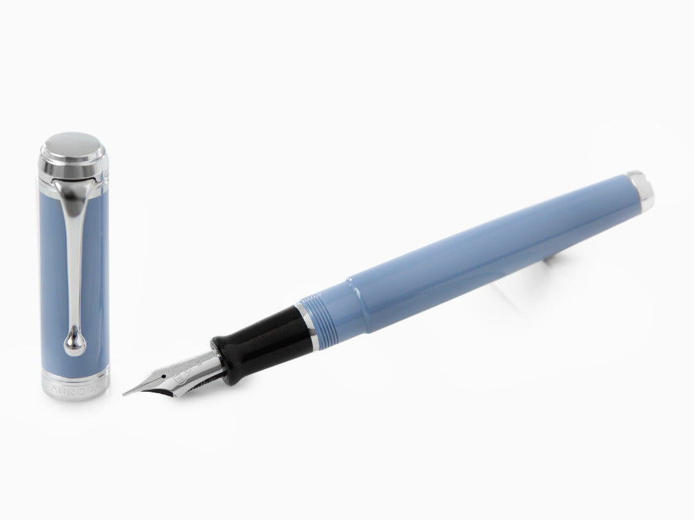 Aurora Talentum Big Fountain Pen, Resin, Chrome Trim, Blue, D11A