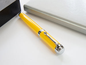 Aurora Talentum Big Fountain Pen - Yellow Resin & Chrome Trims