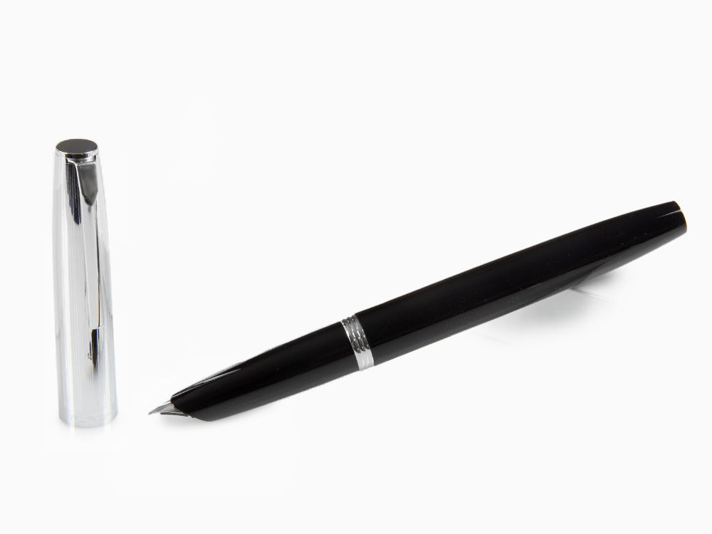 Aurora Duo-Cart Fountain Pen, Black Resin, Chrome, DC57-CNM