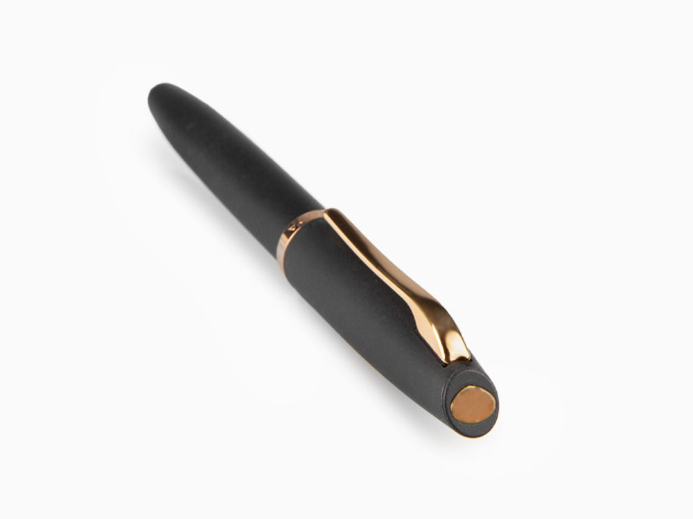 Aurora Style Fountain Pen, Black Resin, Rose gold trim, E20PN