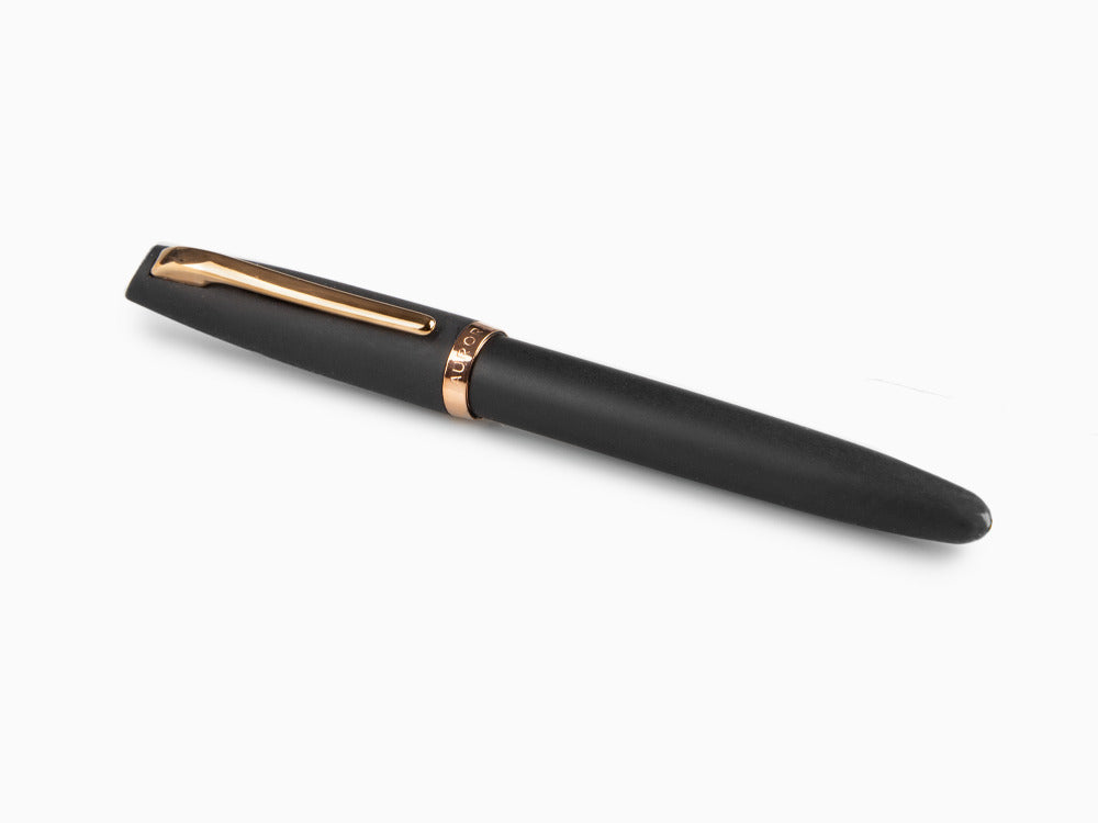 Aurora Style Fountain Pen, Black Resin, Rose gold trim, E20PN