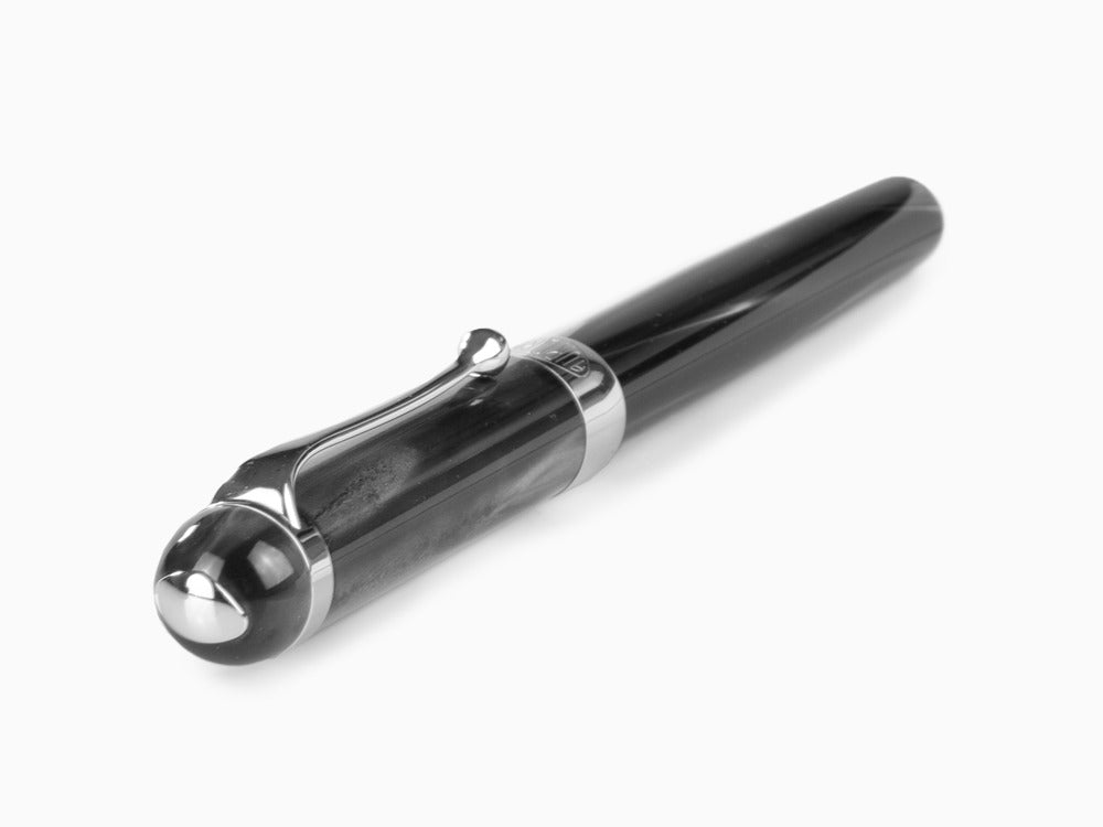 Aurora Alpha Fountain Pen, Black Resin, Chrome Trim, H11CN