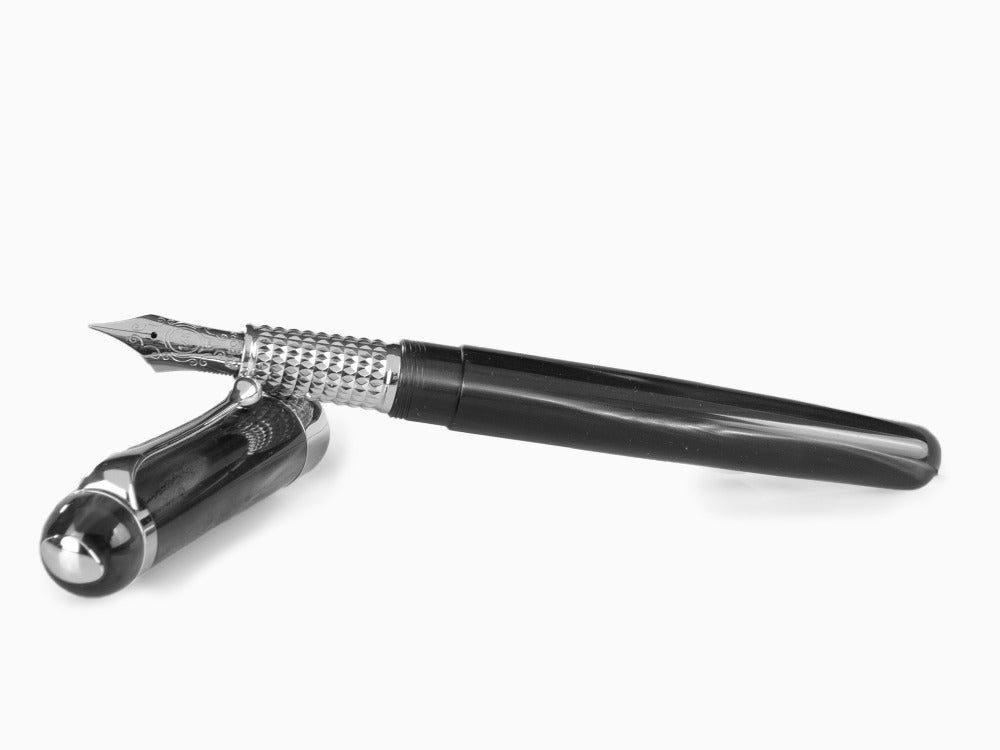 Aurora Alpha Fountain Pen, Black Resin, Chrome Trim, H11CN