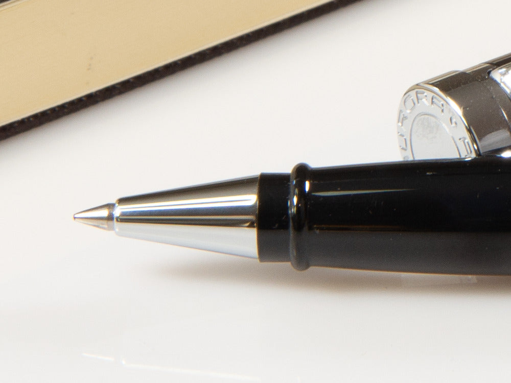 Aurora EDO Rollerball Pen, Resin, Chrome Trim, Black, O71-N