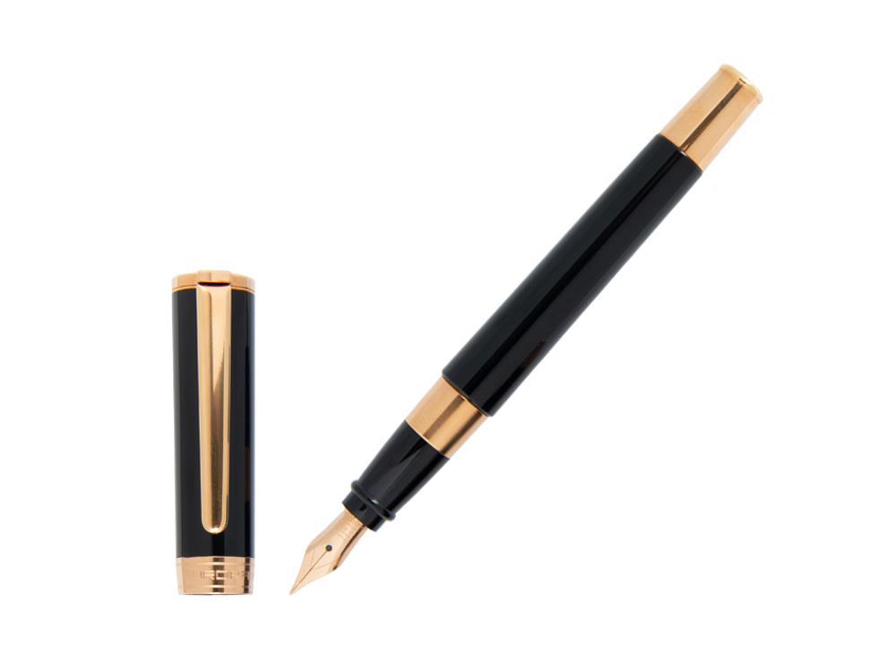 Aurora TU Fountain Pen, Resin, Rose Gold PVD, Black, T11PN