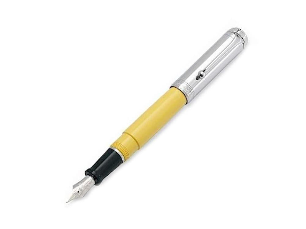 Aurora Talentum Big Fountain Pen, Resin, Chrome Trim, Yellow, d11cy