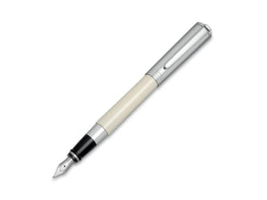 Aurora TU Fountain Pen, Resin, Chrome Trim, White, t11cw
