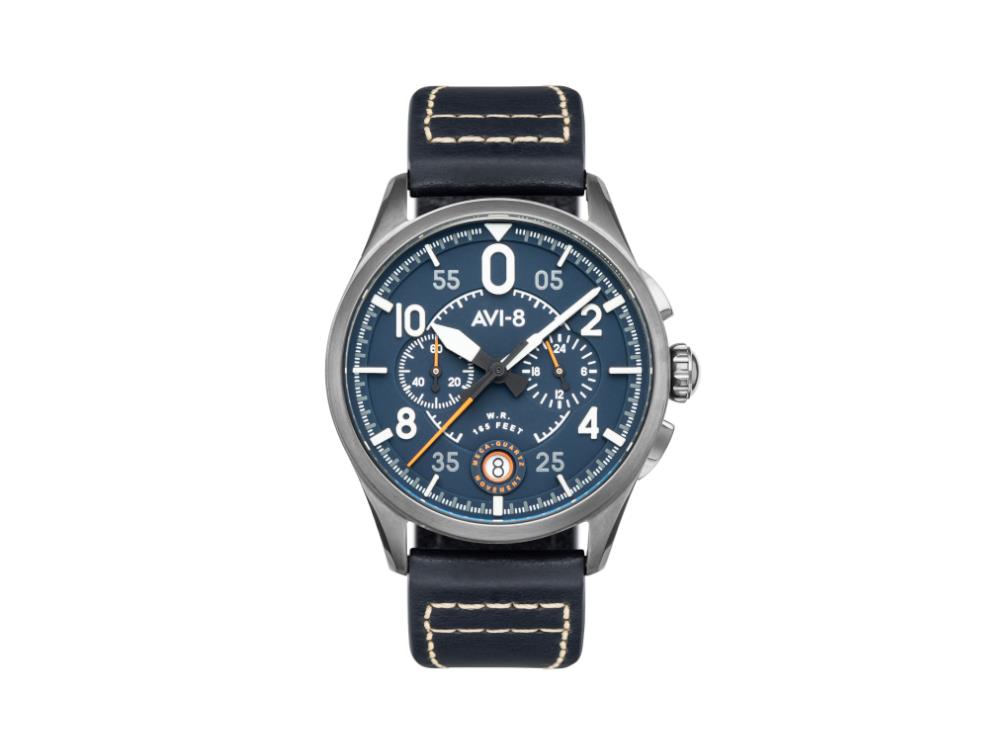 AVI-8 Spitfire Lock Chronograph Channel Blue Quartz Watch,  42 mm, AV-4089-04