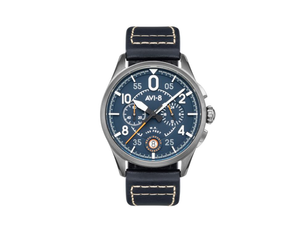 AVI-8 Spitfire Lock Chronograph Channel Blue Quartz Watch,  42 mm, AV-4089-04