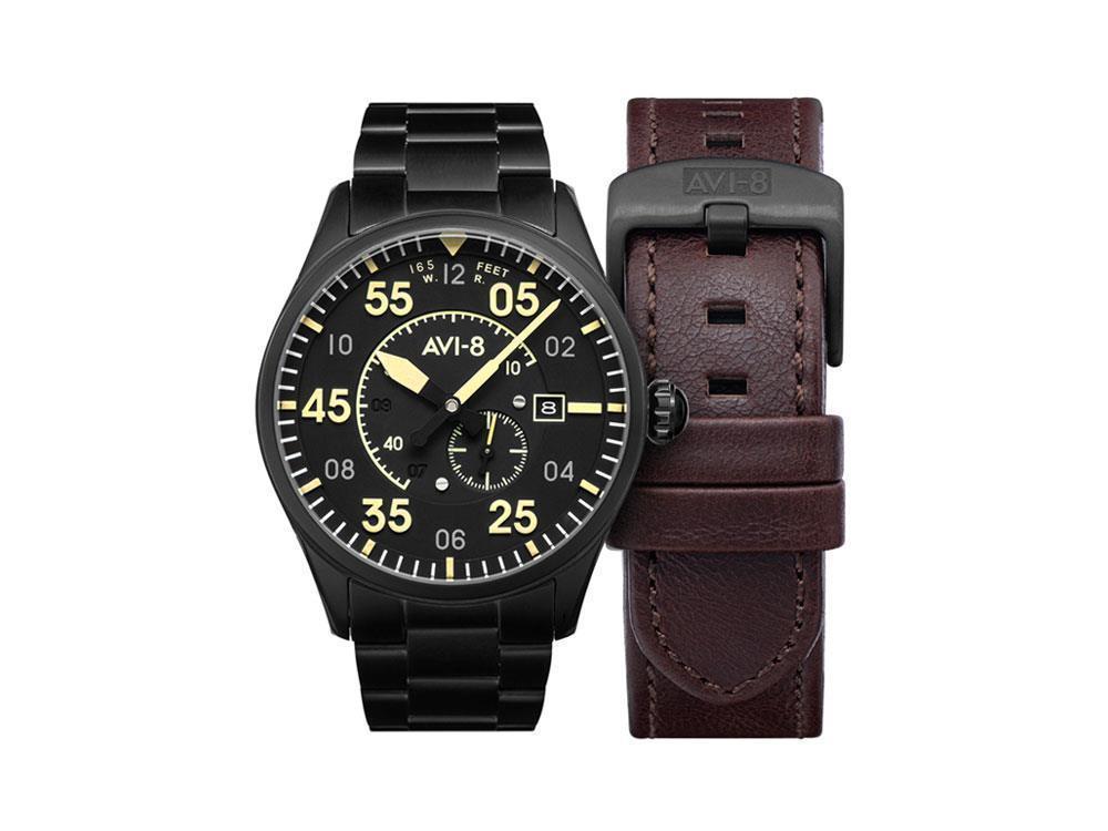 AVI-8 Spitfire Automatic Watch, PVD, Black, 42 mm, Stainless steel, AV-4073-33