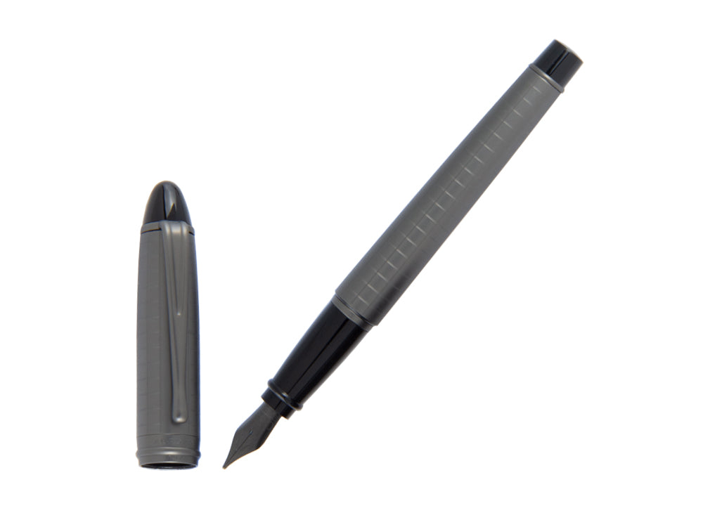 Aurora Ipsilon Full Metal Black Fountain Pen, Ruthenium, B16-RQ