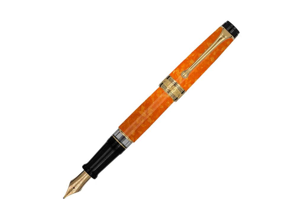 Aurora Optima Arancio Fountain Pen, Auroloide, Gold plated, 996-OR