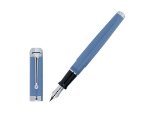 Aurora Talentum Big Fountain Pen, Resin, Chrome Trim, Blue, D11A