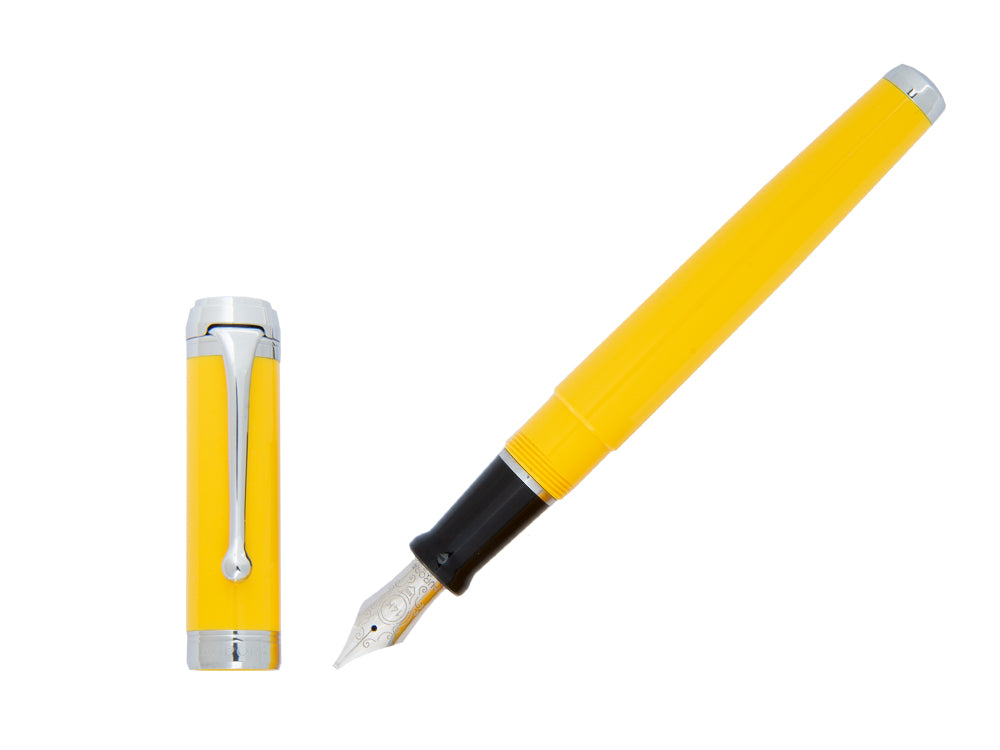 Aurora Talentum Big Fountain Pen - Yellow Resin & Chrome Trims