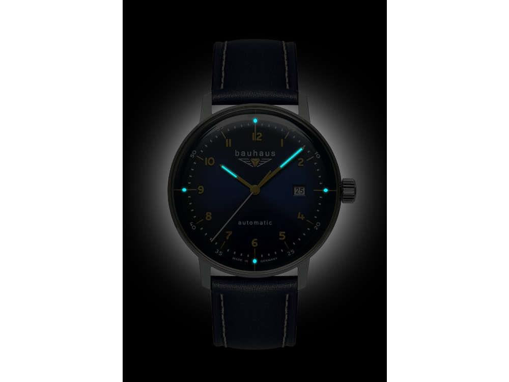 Bauhaus Aviation Dessau Automatic Watch, Blue, 40 mm, Miyota 8215, 2064-3