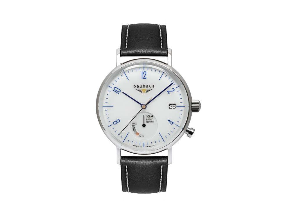 Bauhaus Pure Solar Quartz Watch with Power Display, White, 41 mm, 2114-1
