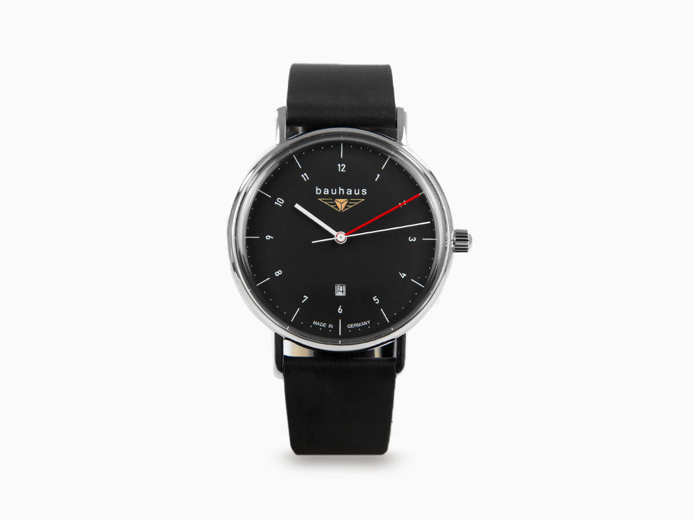 Bauhaus Quartz Watch, Black, 41 mm, Day, 2140-2