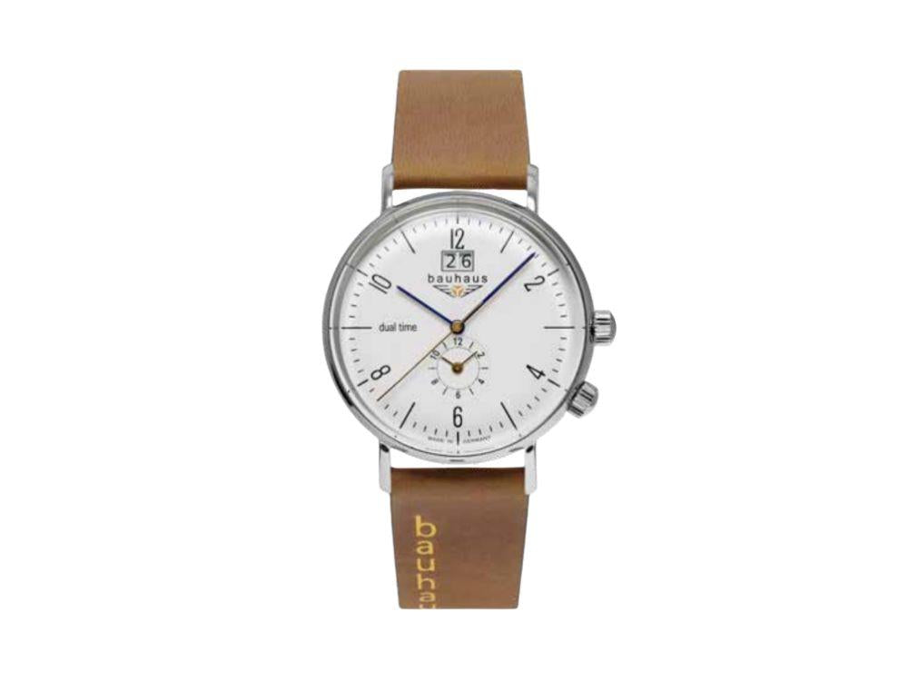 Bauhaus Classic Dual Quartz Watch, White, 41 mm, 2144-1