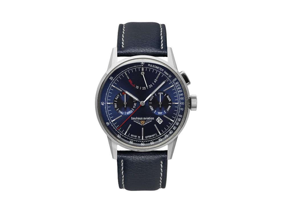 Bauhaus Aviation G38 Dessau Automatic Watch, Blue, 42 mm, Miyota 9100, 2362-3