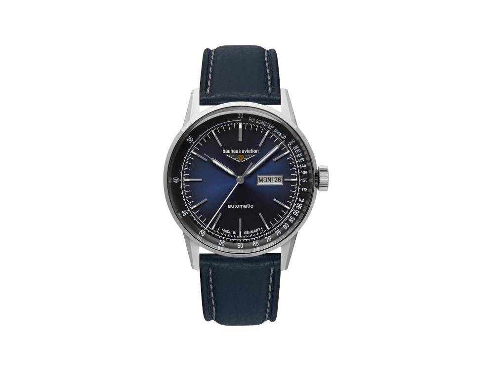 Bauhaus Aviation G38 Automatic Watch, Blue, 42 mm, Day and date, 2366-3