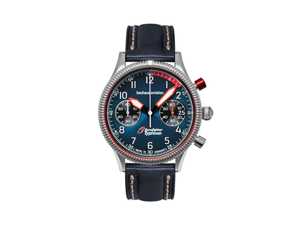 Bauhaus Aviation Quartz Watch, Blue, 41 mm, Chronograph, Day, 2576-3