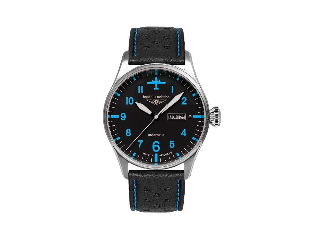 Bauhaus Aviation Tornado Automatic Watch, Black, 42 mm, Day and date, 2766-3