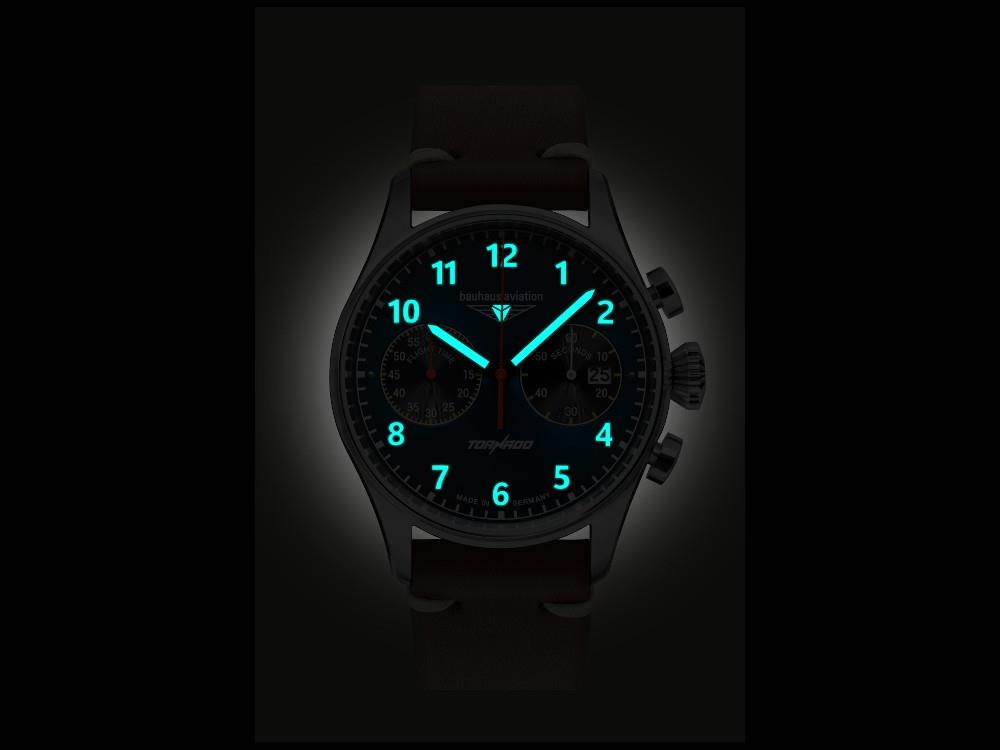 Bauhaus Aviation Tornado Quartz Watch, Blue, 42 mm, Chronograph, Day, 2772-3