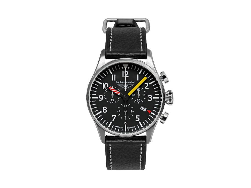 Bauhaus Aviation Flight Control Quartz Watch, Black, 41 mm, Chronograph, 2788-5