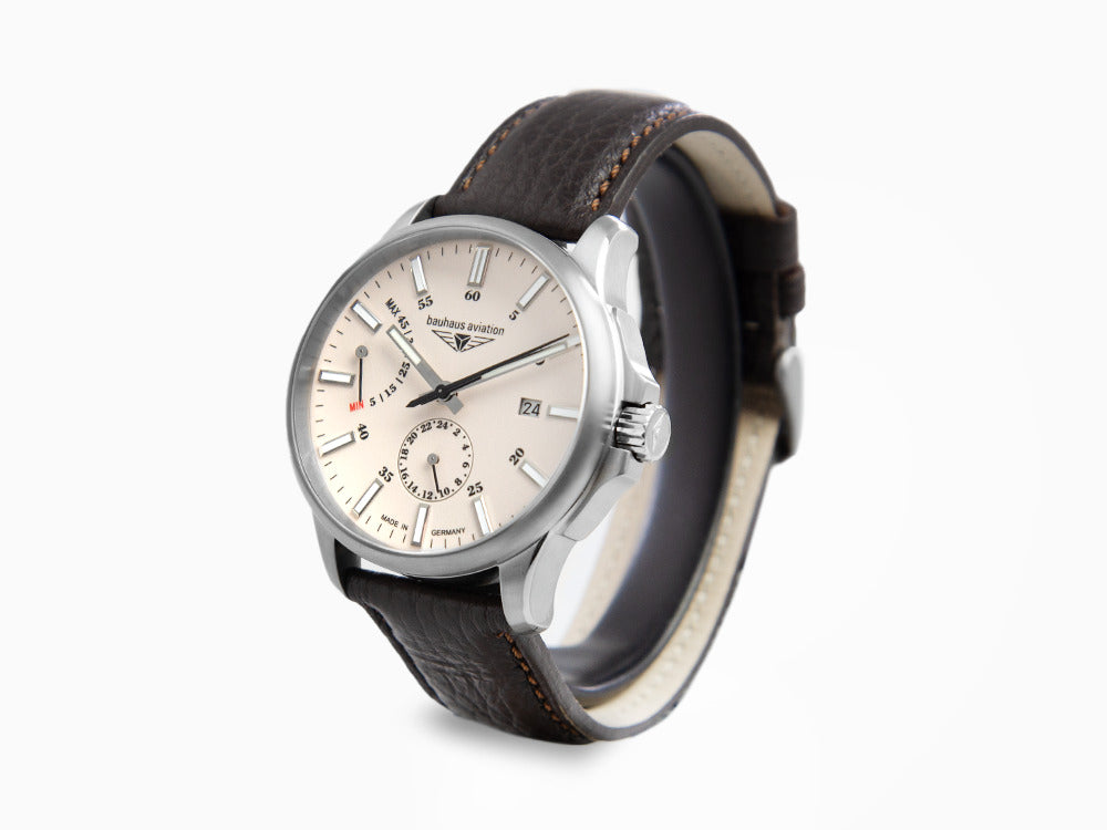 Bauhaus Aviation Automatic Watch, Titanium, Beige, 42 mm, Day, 2860-5