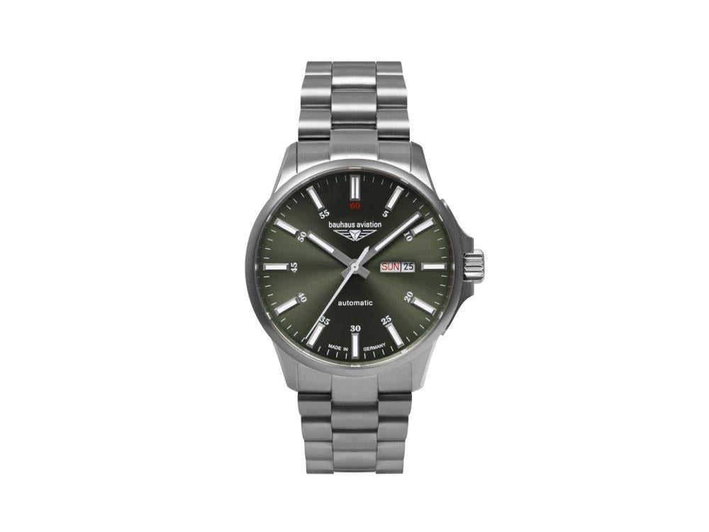 Bauhaus Aviation Automatic Watch, Titanium, Green, 42 mm, 8205, 2866M-4