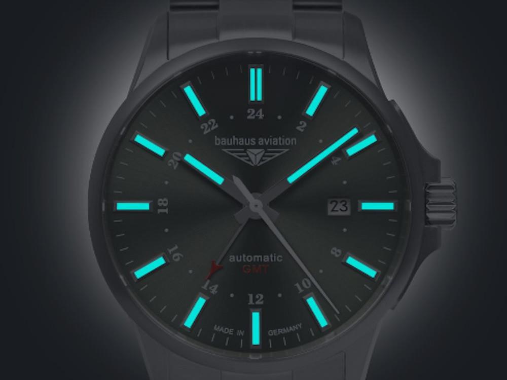 Bauhaus Aviation Titanium Automatic Watch, Green, 42 mm, Day, 2868M-4