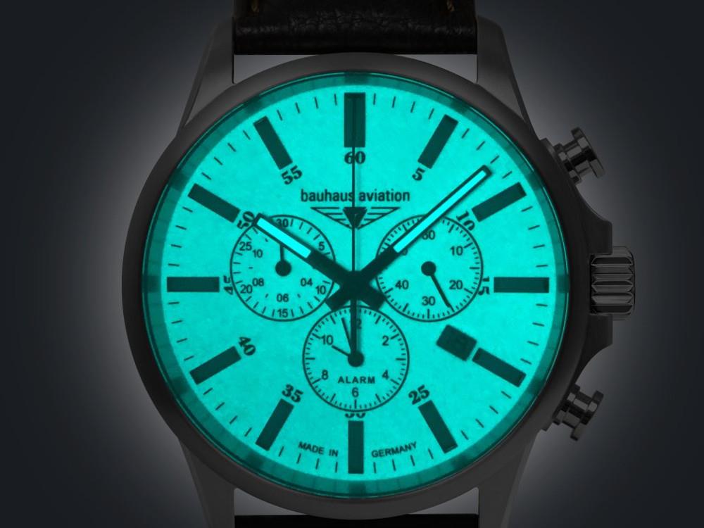 Bauhaus Aviation Titanium Quartz Watch, Beige, 42 mm, Chronograph, Day, 2880M-5