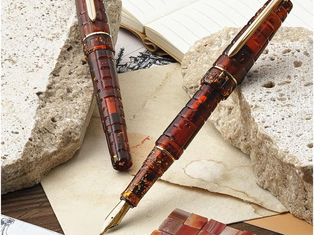 Benu Tessera Sunstone Fountain Pen, Amber, Gold plated, 25.2.31.6.0