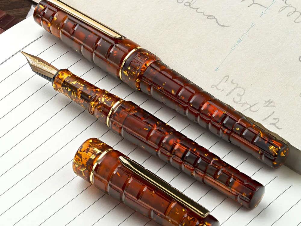 Benu Tessera Sunstone Fountain Pen, Amber, Gold plated, 25.2.31.6.0-S